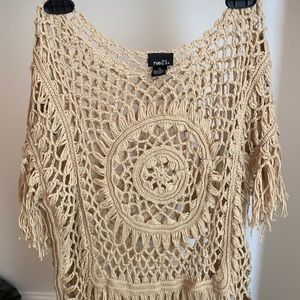 Rue 21 Beige Knit Top XS Fringe
